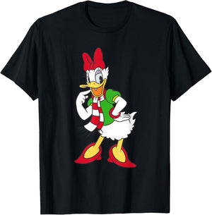 Disney Daisy Duck Red and Green Holiday T-Shirt - T-Shirt | Black