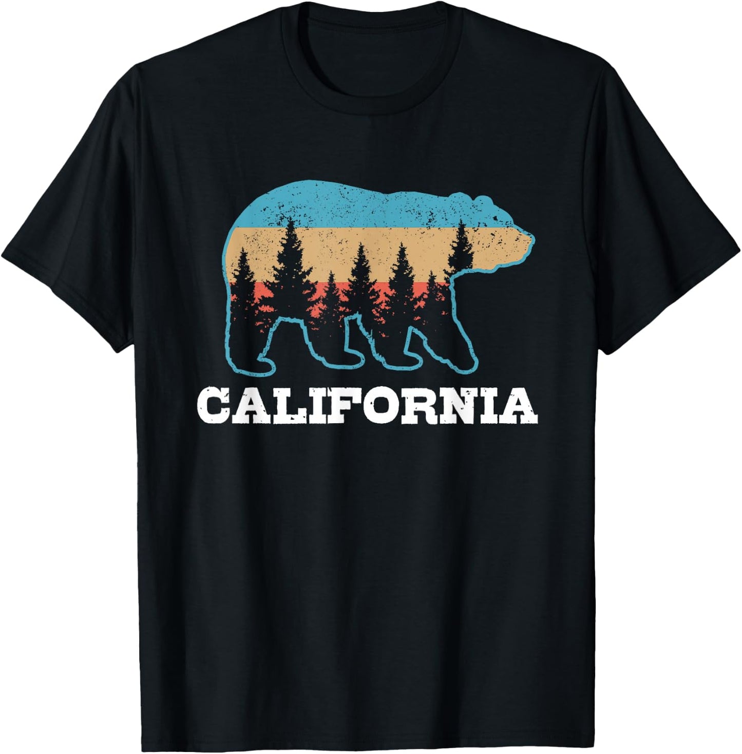 Vintage California Retro Bear Grizzly Nature Souvenir T-Shirt - T-Shirt | Black