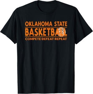 Oklahoma State Basketball - Compete Defeat Repeat T-Shirt - T-Shirt | Black