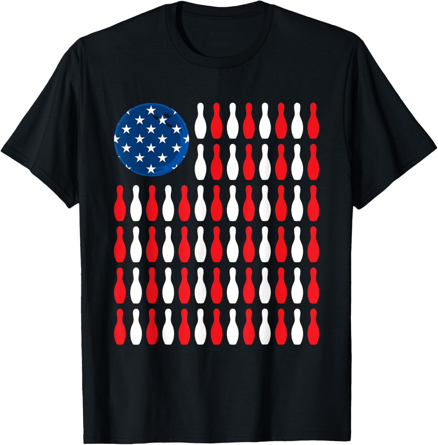 American Flag - Patriotic Bowler & Bowling Small T-Shirt - T-Shirt | Black