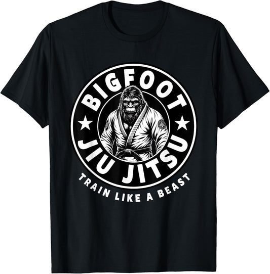 Bigfoot Jiu Jitsu Train Like A Beast Funny Jiu Jitsu T-Shirt - T-Shirt | Black