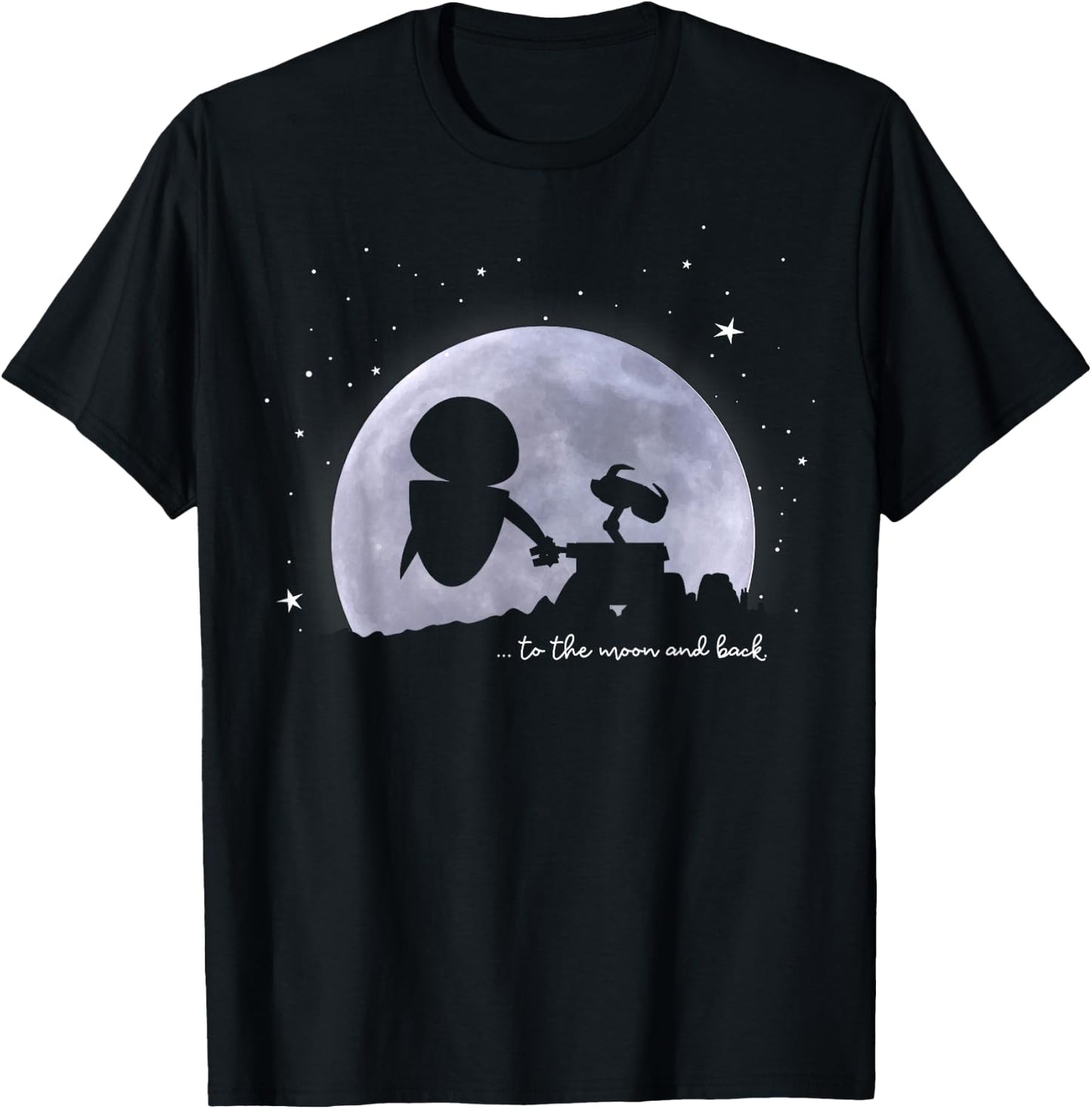 Disney Pixar Wall-E & Eve To The Moon And Back T-Shirt - T-Shirt | Black