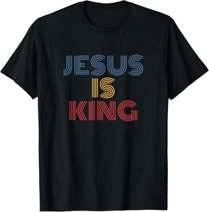 Jesus Is King Christian Retro Bible Verse Style T-Shirt - T-Shirt | Black