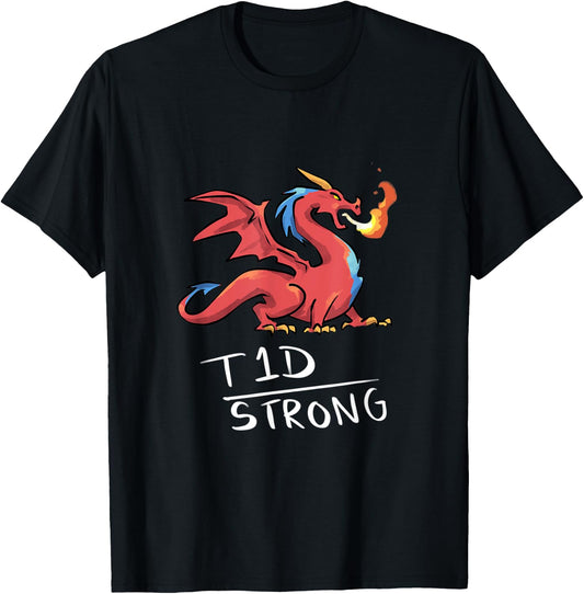 T1D Strong Dragon - Type 1 Diabetes T-Shirt - T-Shirt | Black