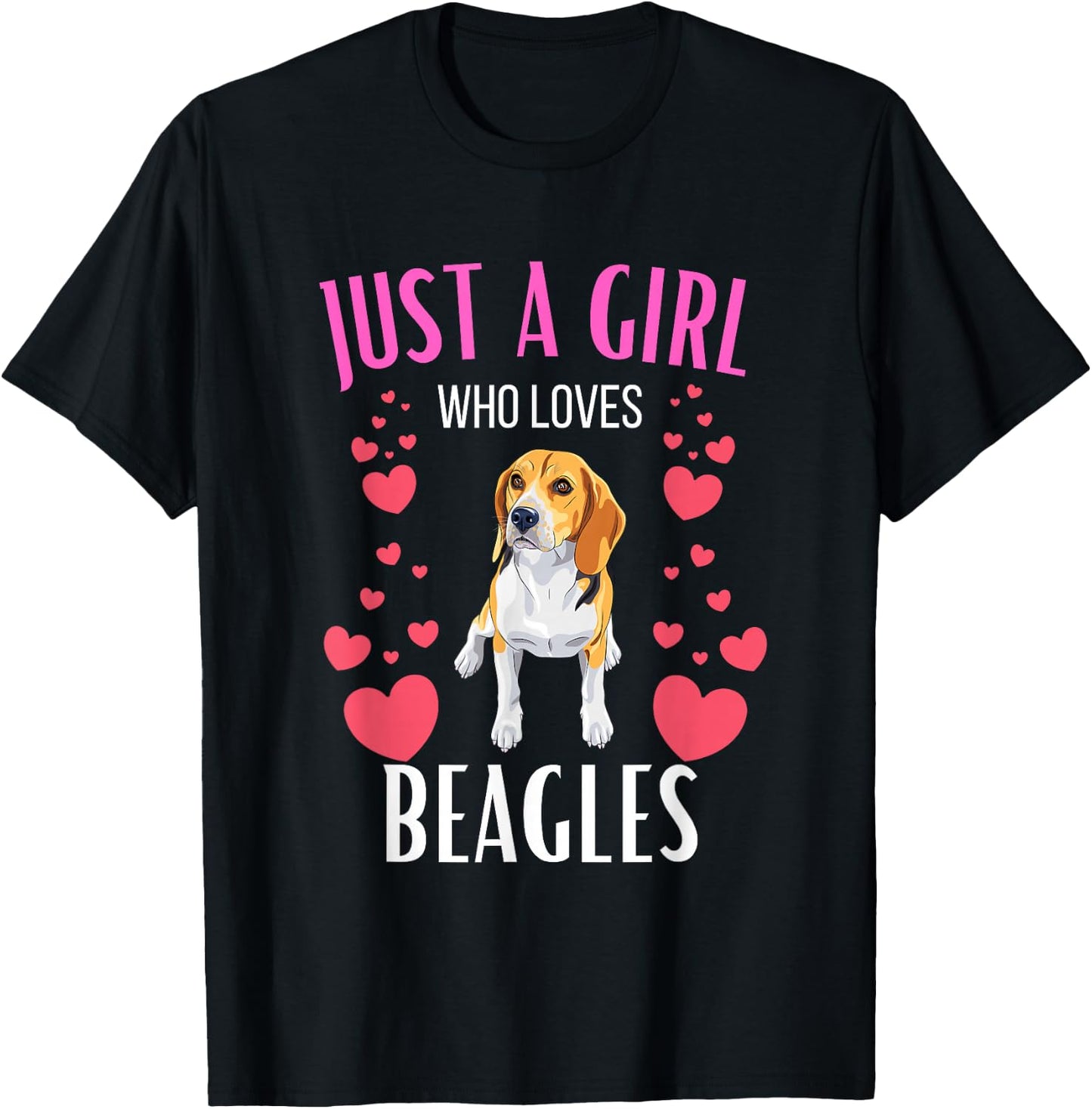 Just A Girl Who Loves Beagles Funny Cute Beagle Lover T-Shirt - T-Shirt | Black