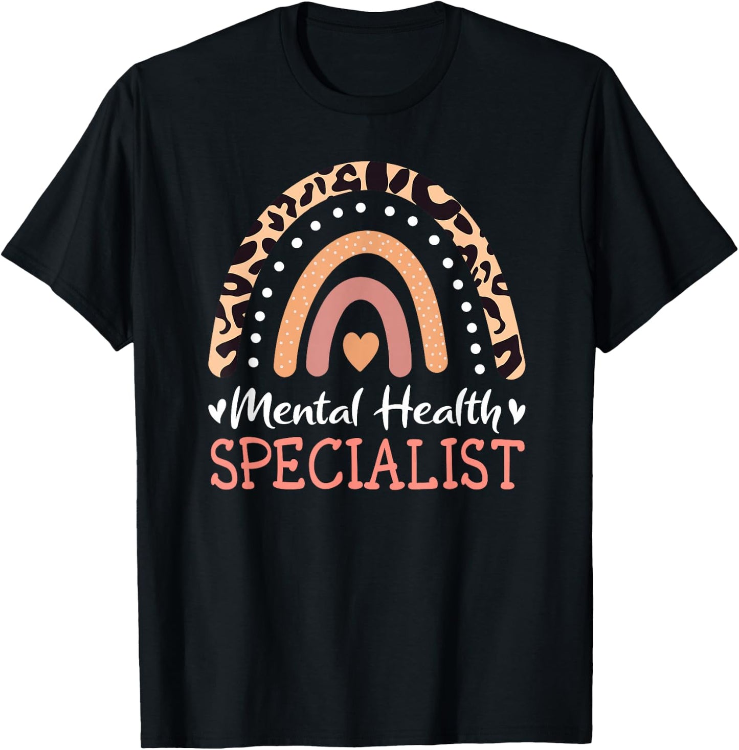 Mental Health Specialist Leopard Rainbow T-Shirt - T-Shirt | Black