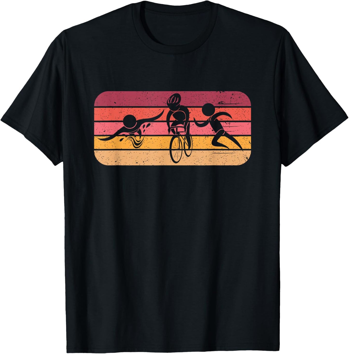Retro Sports Gift Swim Bike Run Triathlon T-Shirt - T-Shirt | Black