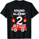Kids 2nd Birthday Fire Truck 2 Year Old Birthday Boy Firefighter T-Shirt - T-Shirt | Black