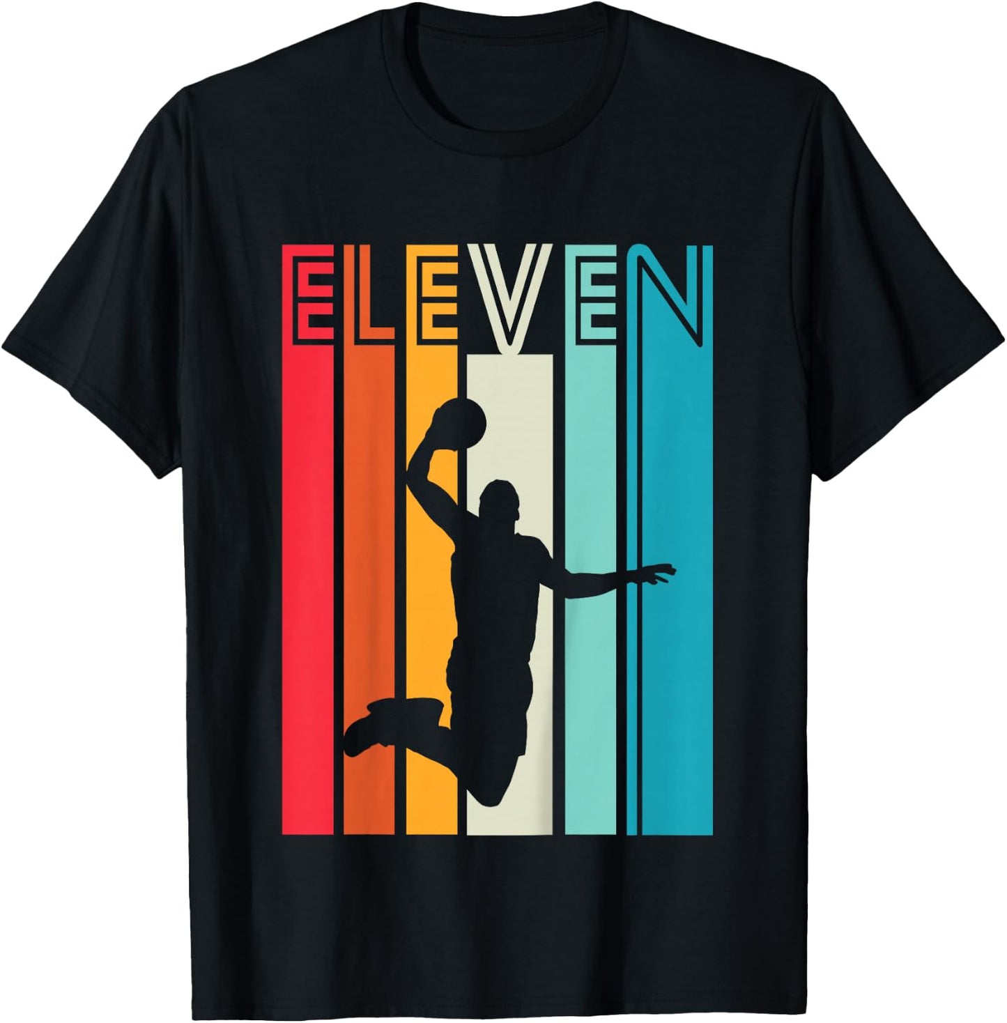 11th Birthday Basketball Lover Gift 11 Years Old Retro T-Shirt - T-Shirt | Black