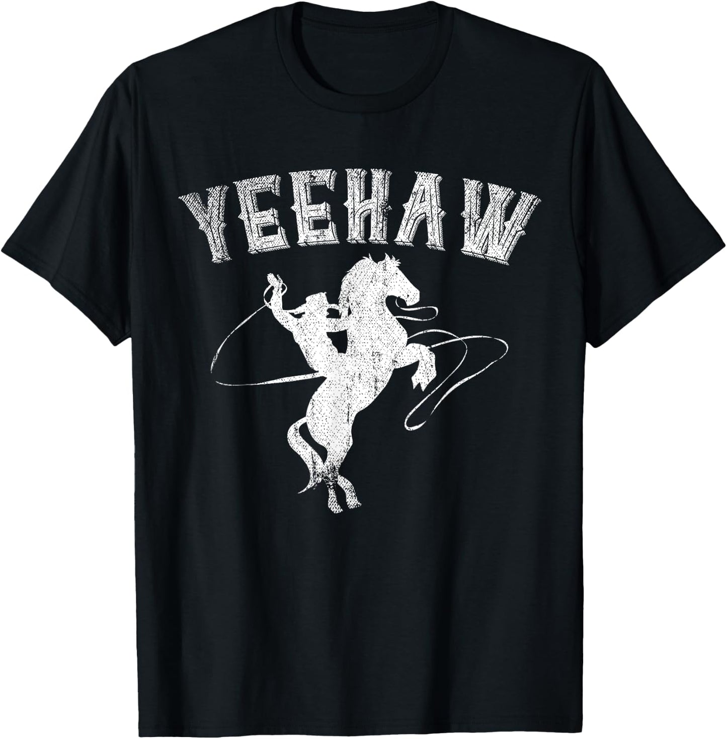 Funny Western Gift Horse Bull Riding Rodeo Yeehaw Cowboy T-Shirt - T-Shirt | Black