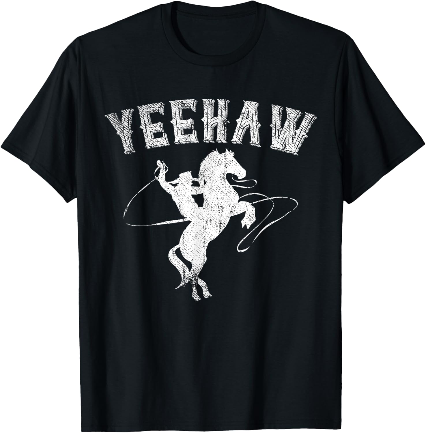 Funny Western Gift Horse Bull Riding Rodeo Yeehaw Cowboy T-Shirt - T-Shirt | Black