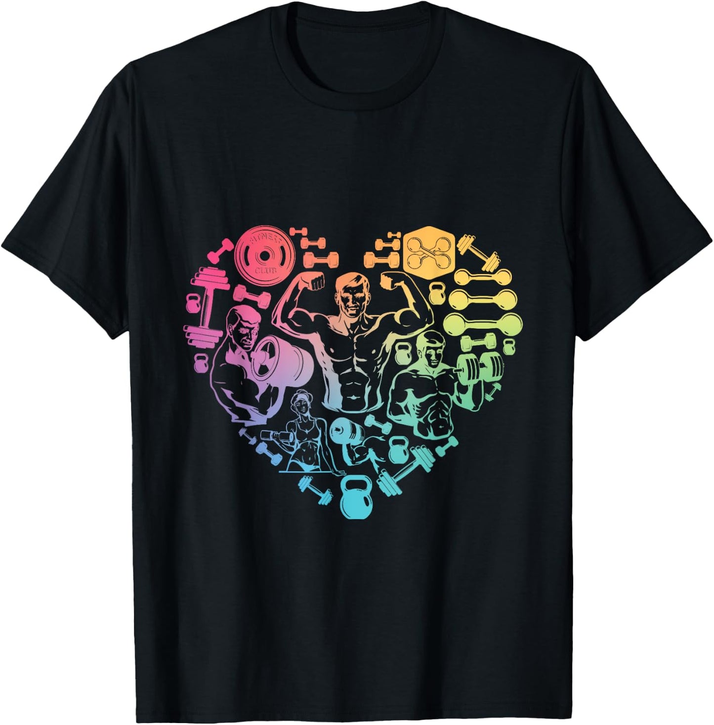 finess gym heart love Weight lifter Gym T Shirt Body Builder T-Shirt - T-Shirt | Black