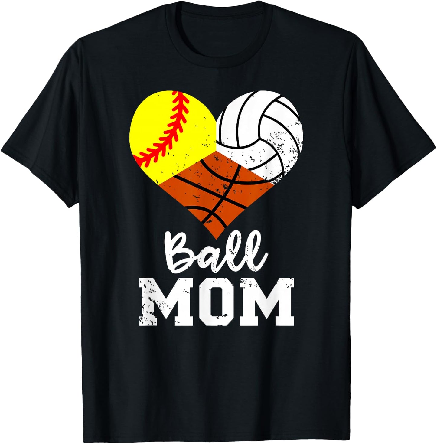 Ball Mom Funny Softball Volleyball Basketball Mom T-Shirt - T-Shirt | Black