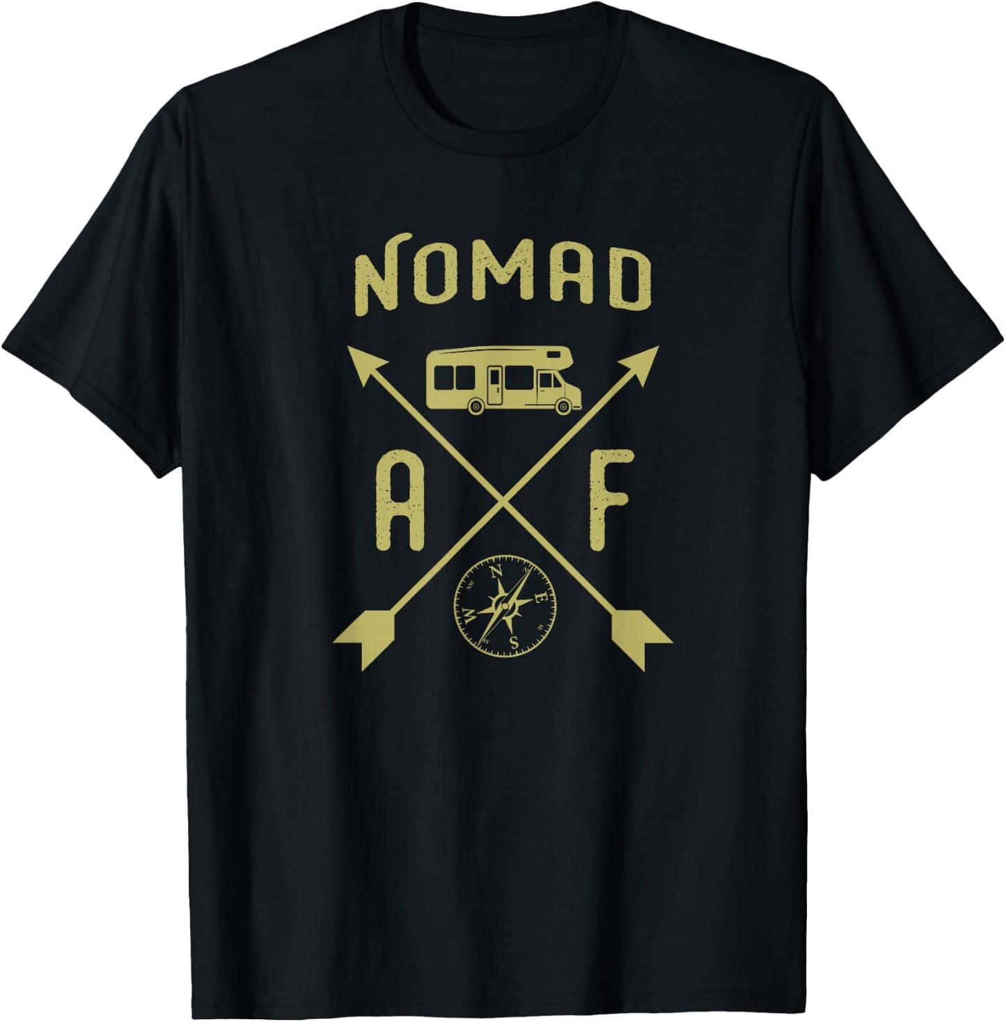 Nomad Life RV Adventure Travel Retirement Nomad AF T-Shirt - T-Shirt | Black