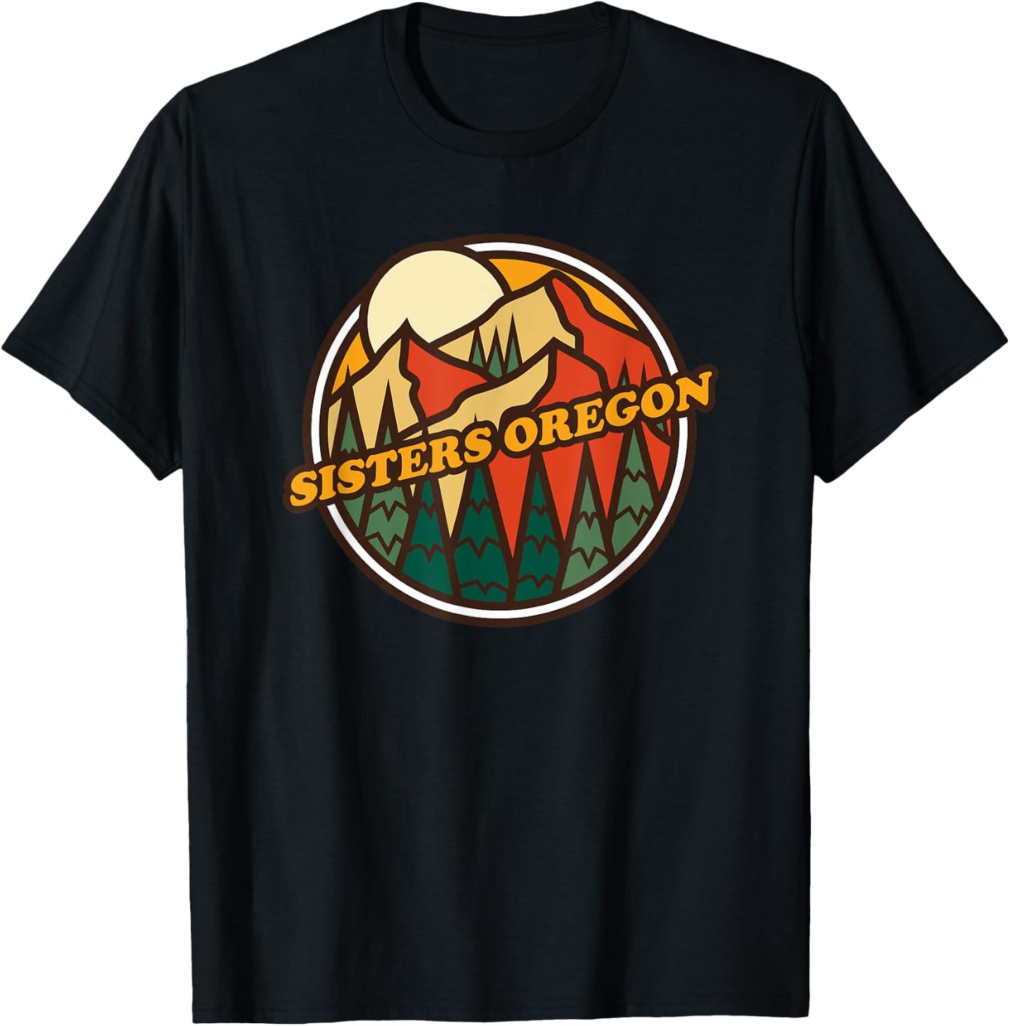 Vintage Sisters, Oregon Mountain Hiking Souvenir Print T-Shirt - T-Shirt | Black