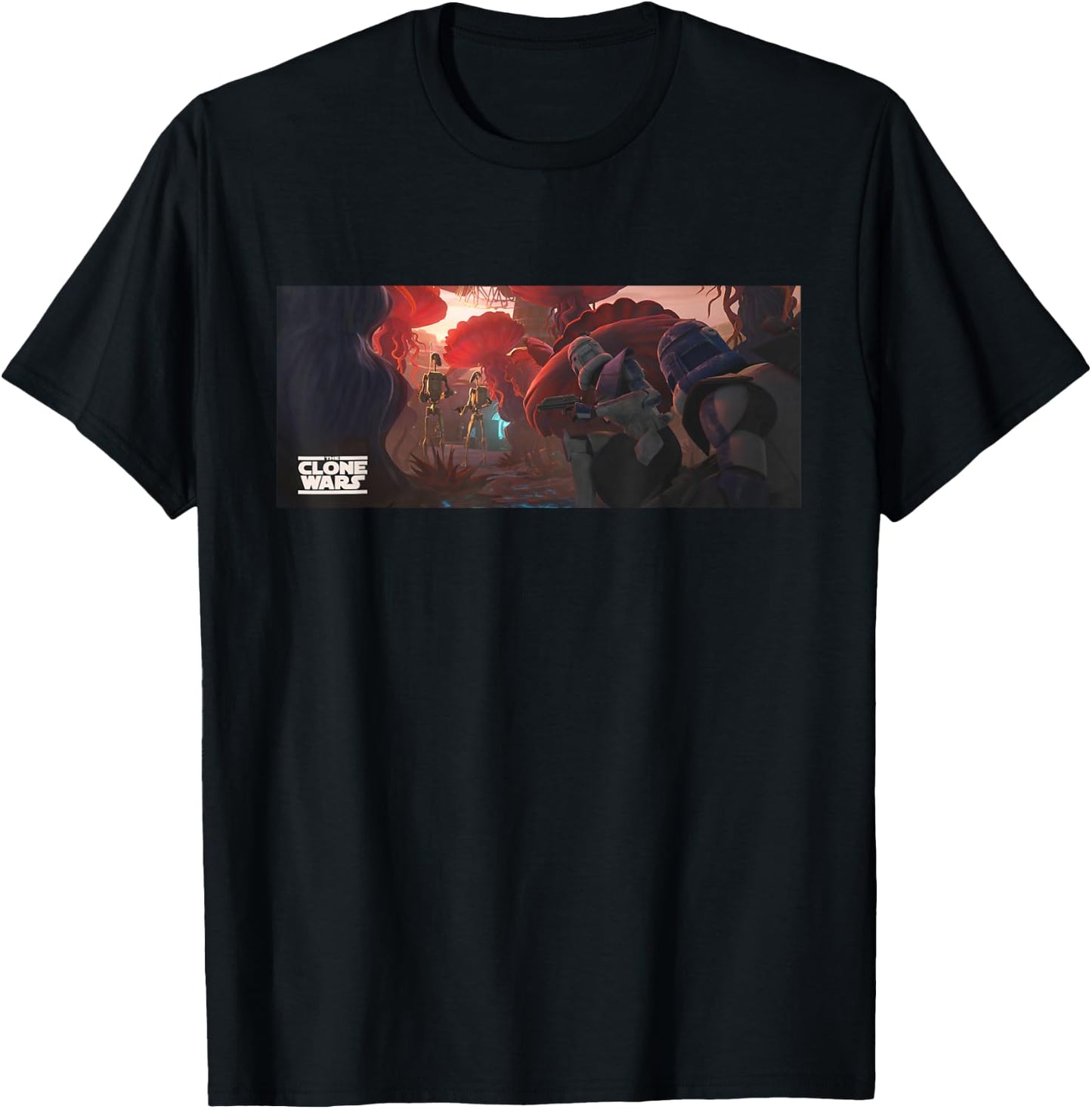 Star Wars The Clone Wars Battle Droids and Commander Rex T-Shirt - T-Shirt | Black