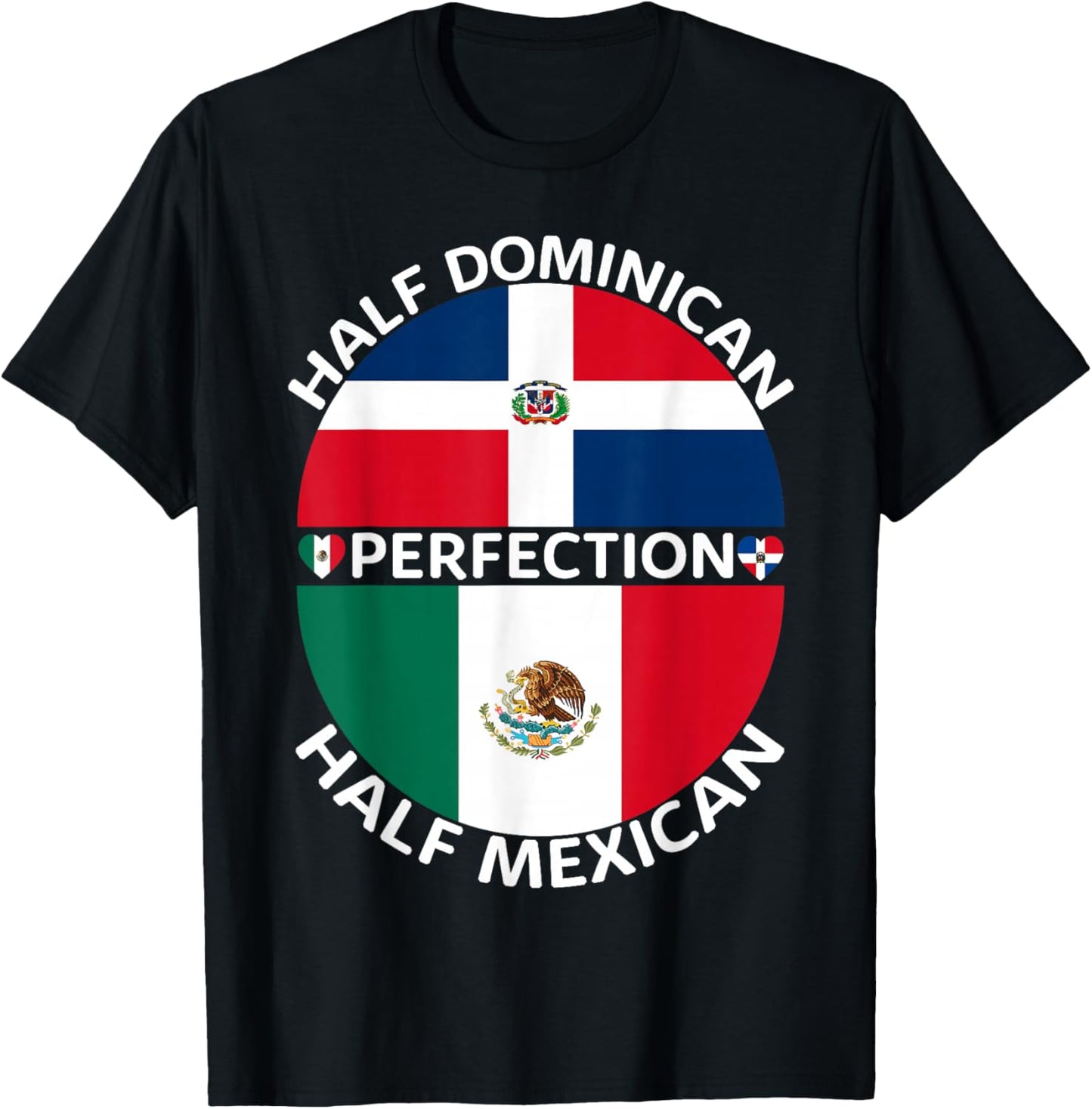 Half Mexican Half Dominican Republic Mexico Flag Roots Men T-Shirt - T-Shirt | Black