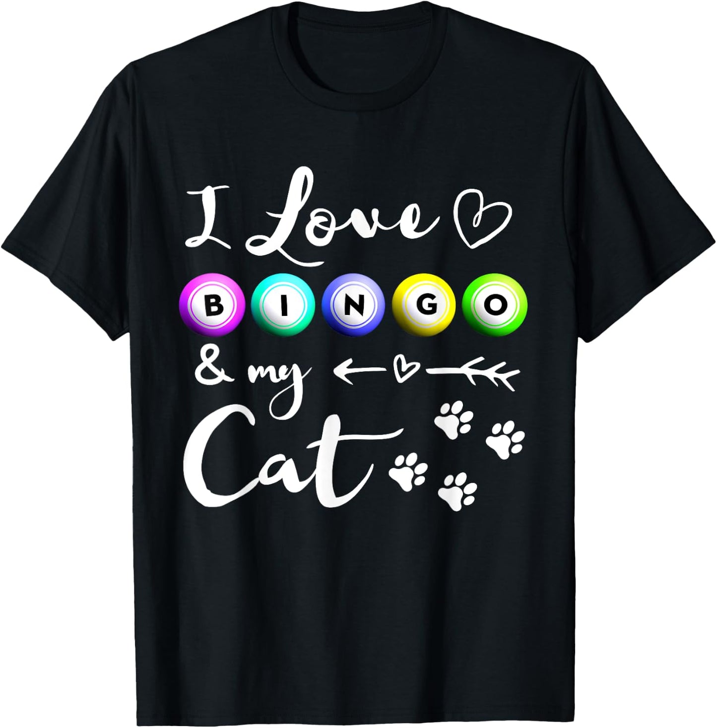 Bingo Shirt , I Love Bingo and my Cat Bingo gift T-Shirt - T-Shirt | Black