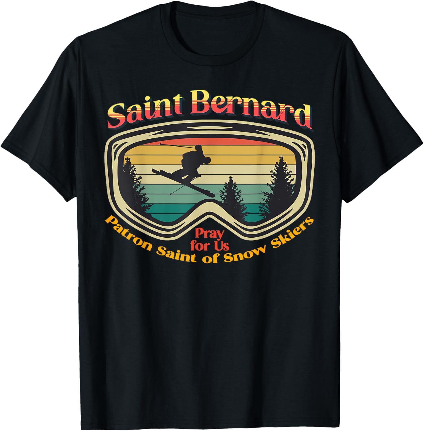 Saint Bernard of Montjoux Vintage Sunset Snow Ski T-Shirt - T-Shirt | Black