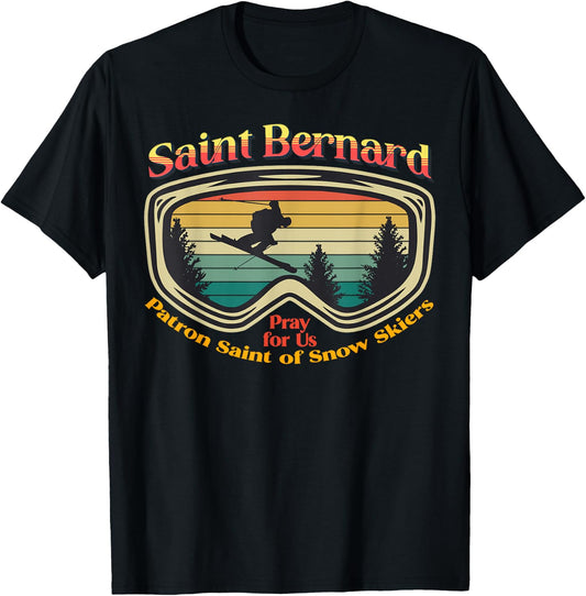 Saint Bernard of Montjoux Vintage Sunset Snow Ski T-Shirt - T-Shirt | Black