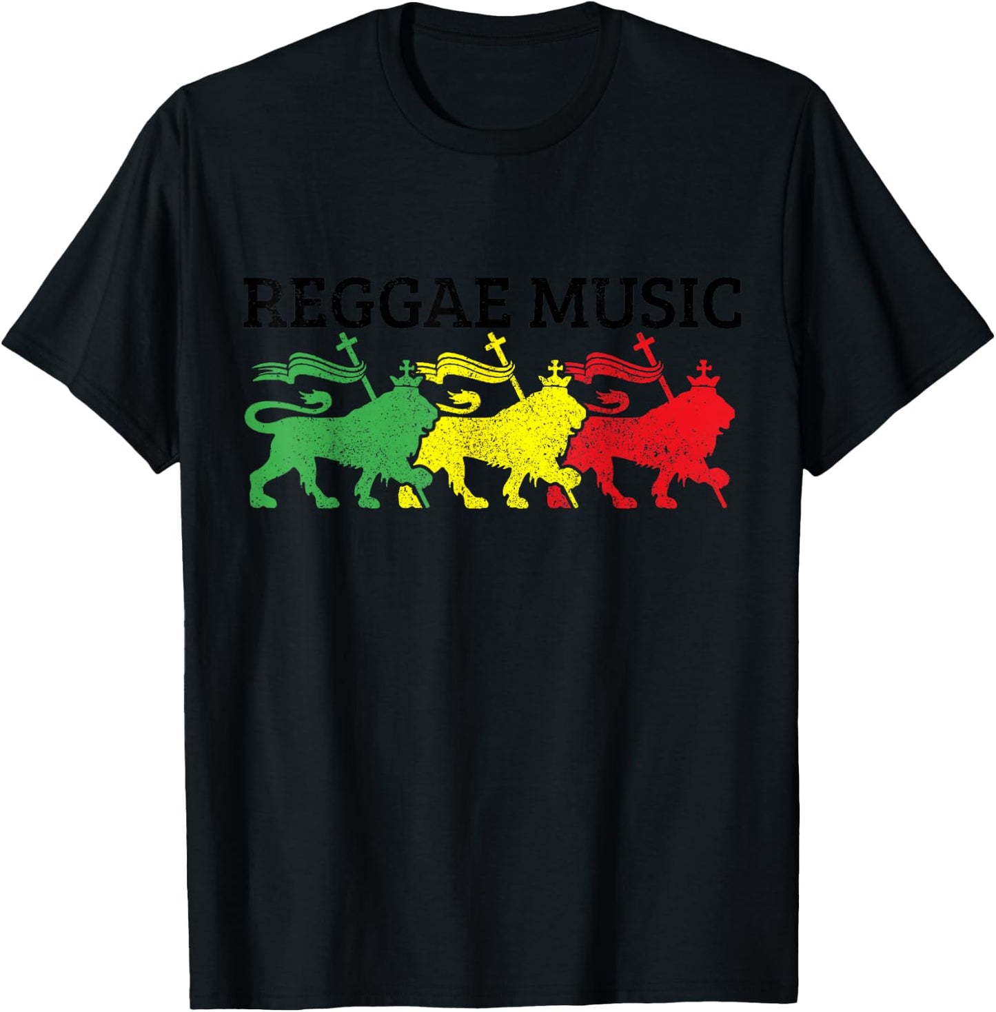 Reggae Music Rastafari Jamaica Lion Of Judah Rasta Gift T-Shirt - T-Shirt | Black