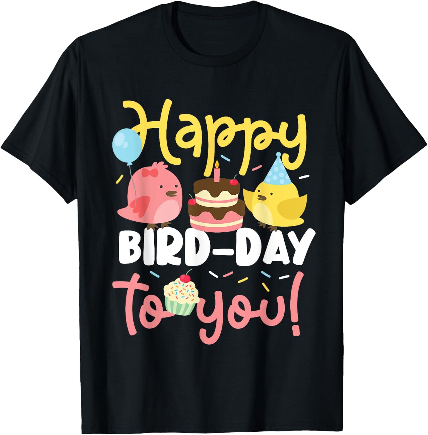 Happy bird day birds for a children's birthday party T-Shirt - T-Shirt | Black