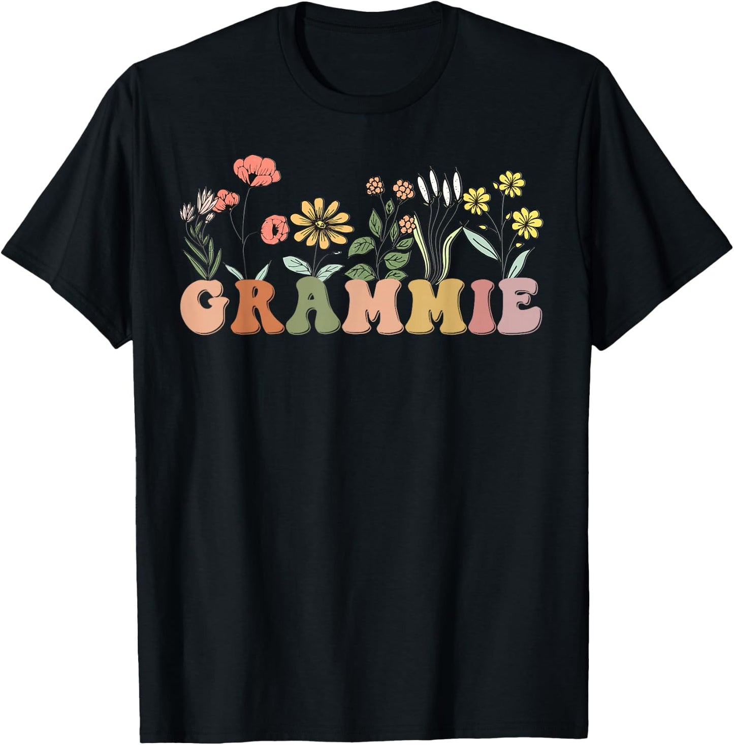 Wildflower Grammie , Family Love Grandma T-Shirt - T-Shirt | Black