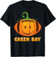 Pumpkin Halloween Costume Green Bay Football Cool Smile Face T-Shirt - T-Shirt | Black
