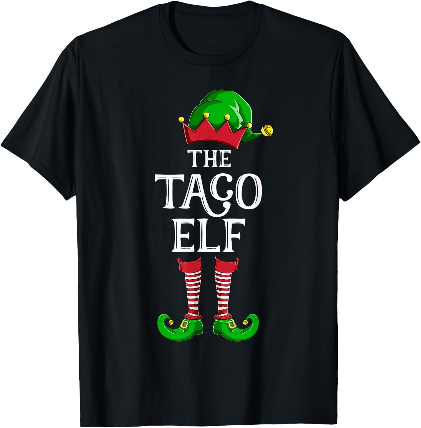Taco Elf Matching Family Group Christmas Party Pajama T-Shirt - T-Shirt | Black