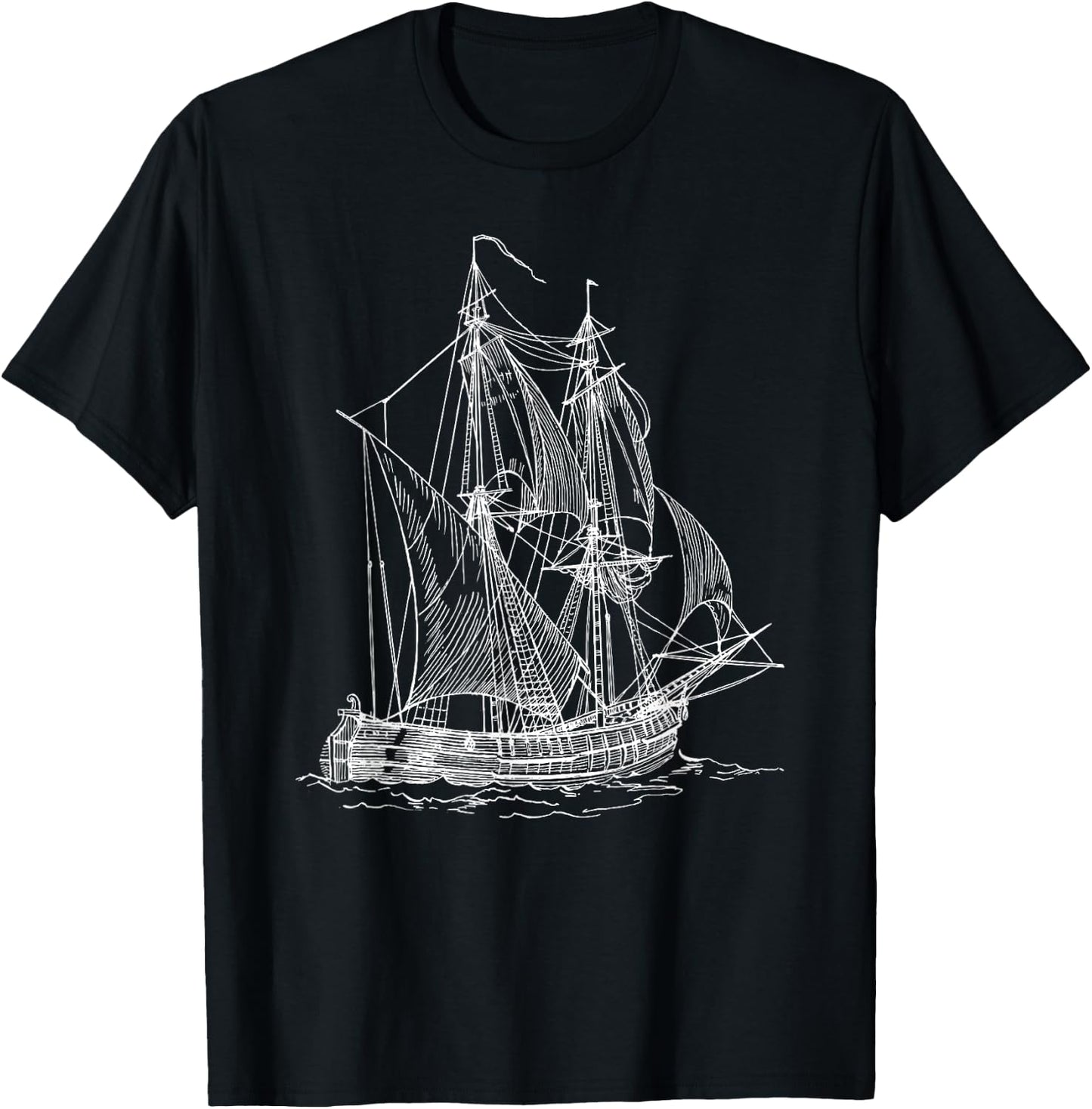Vintage Sailboat Ship Nautical Yacht Gift travel lovers T-Shirt - T-Shirt | Black