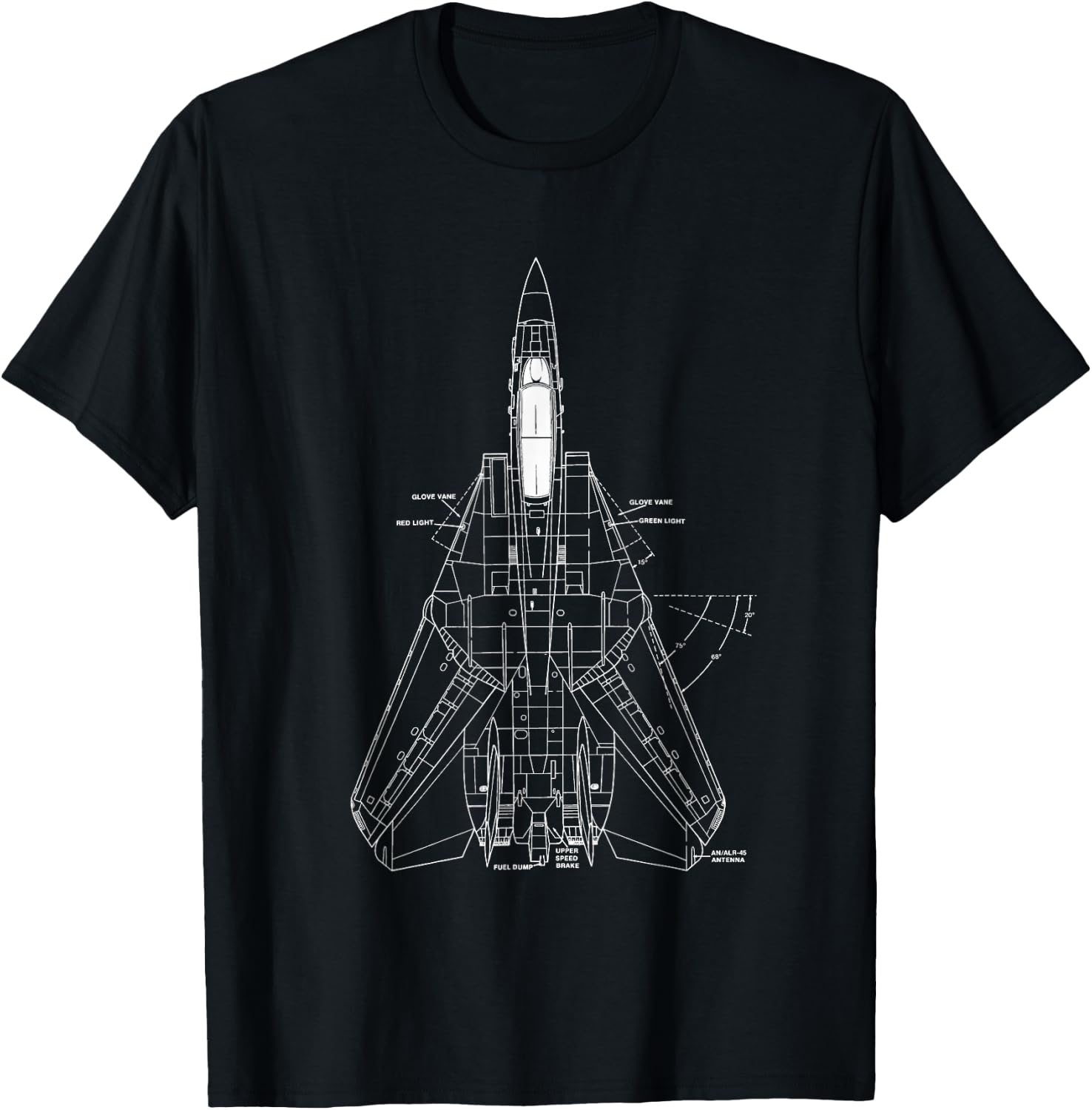 F14 Tomcat Navy Fighter Jet Diagram Blueprint T-Shirt - T-Shirt | Black