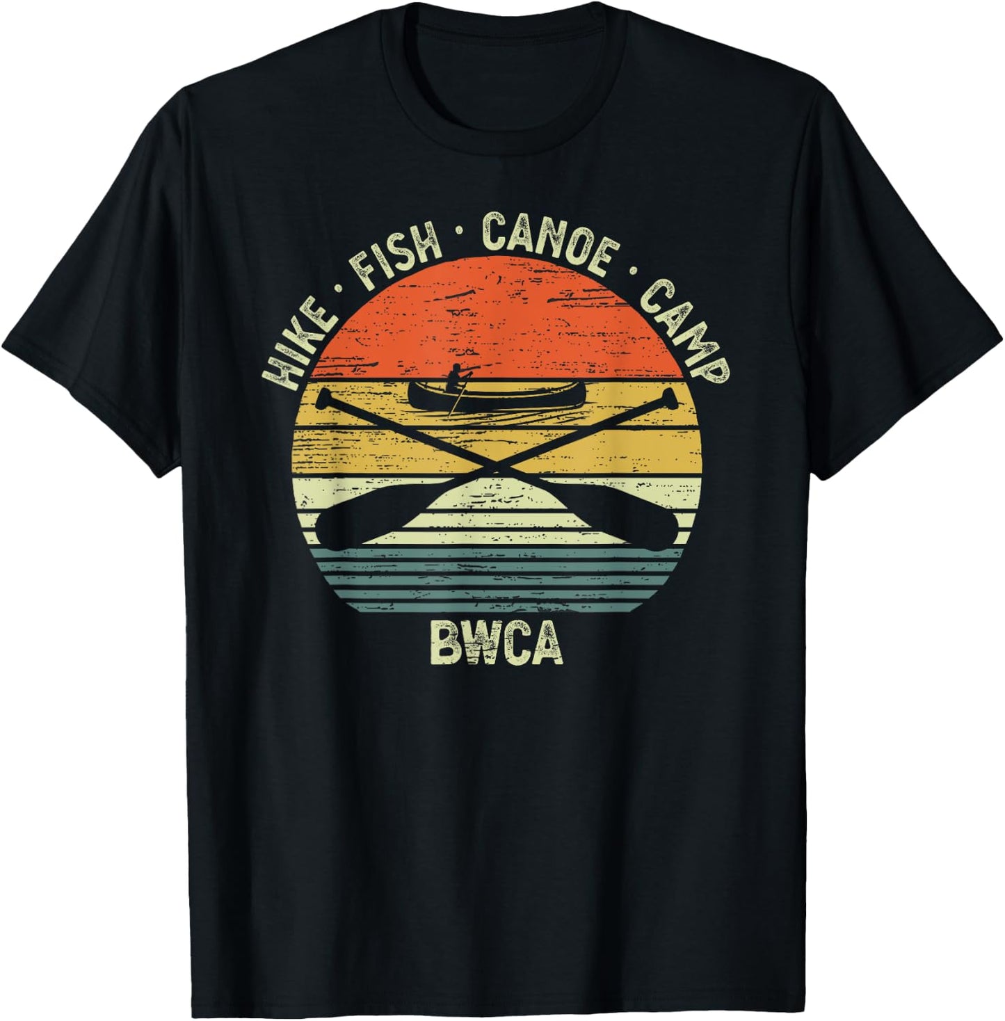 Vintage Canoeing BWCA Outdoor Hike Fish Canoe Camp T-Shirt - T-Shirt | Black