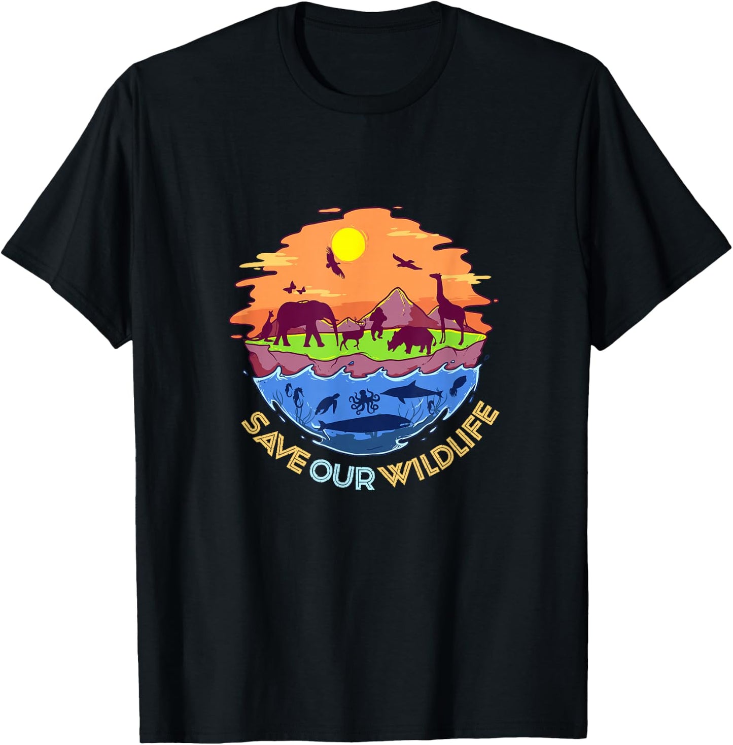 Wowsome! Save our Wildlife – World Wildlife Day , Small, Black T-Shirt - T-Shirt | Black
