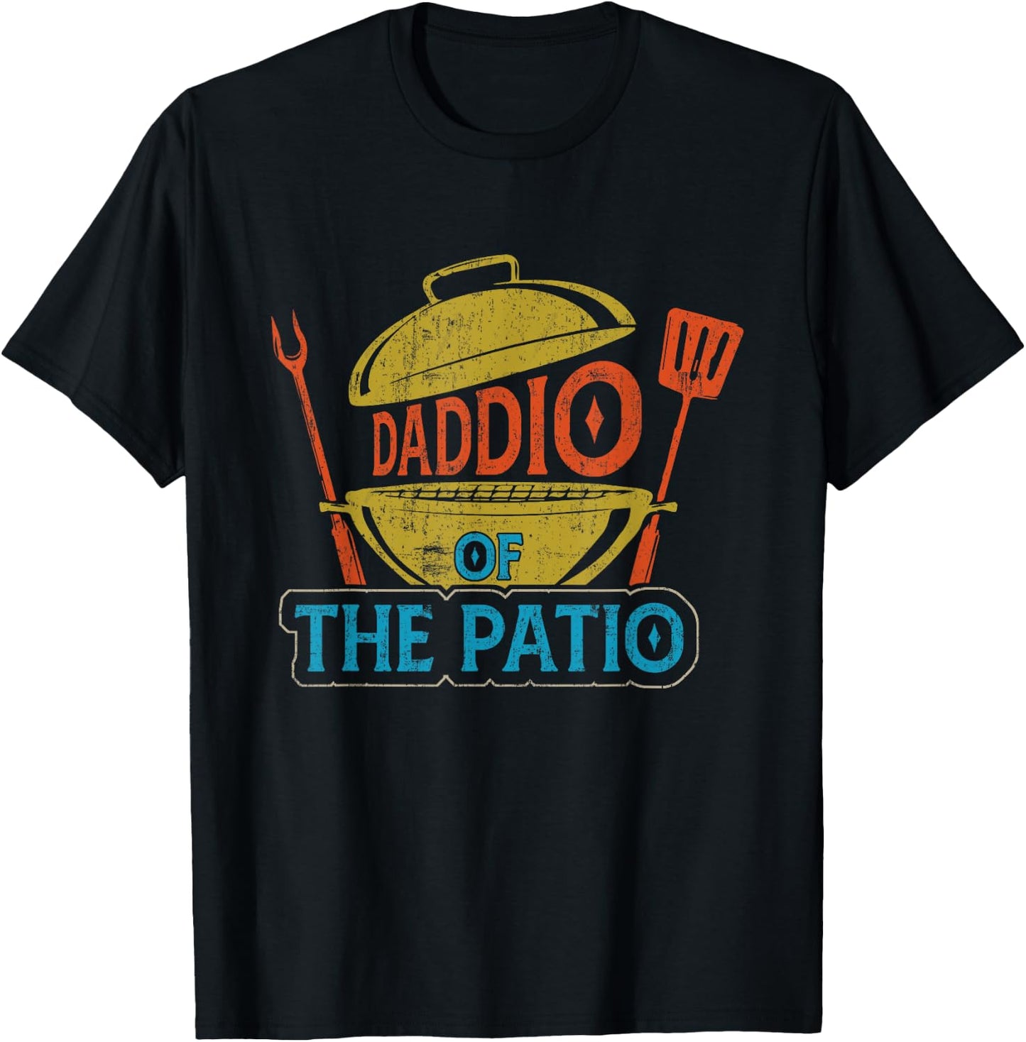 Daddio Of The Patio Vintage BBQ Grill Barbecue Father's Day T-Shirt - T-Shirt | Black