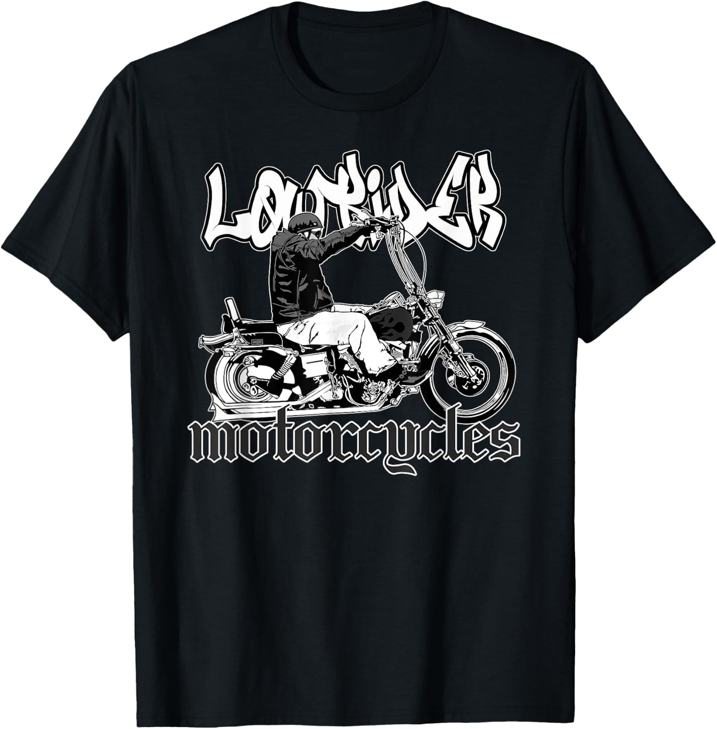 Chicano Biker. Latino Cholo Motorcycles, Vicla Lowrider T-Shirt - T-Shirt | Black