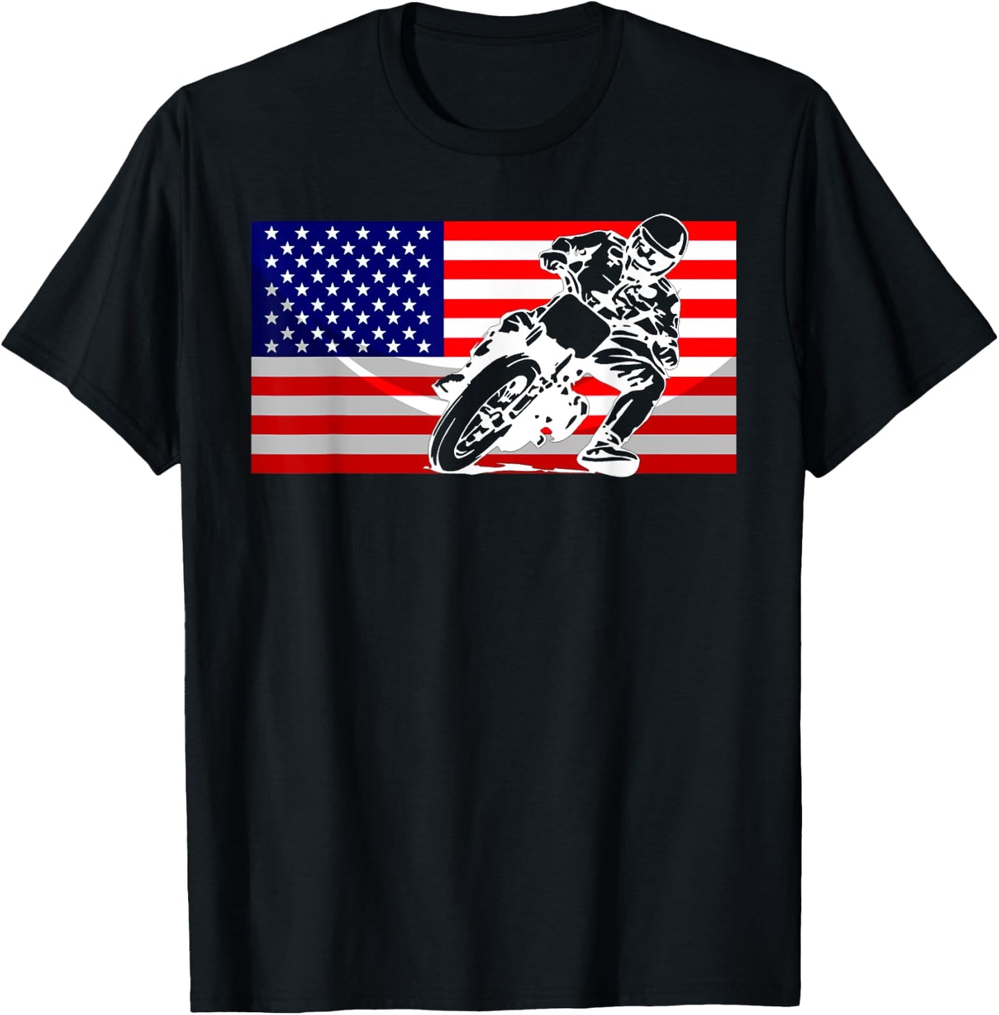 Funny American Flat Track Motorcycle Gift Cool Bike Rider T-Shirt - T-Shirt | Black