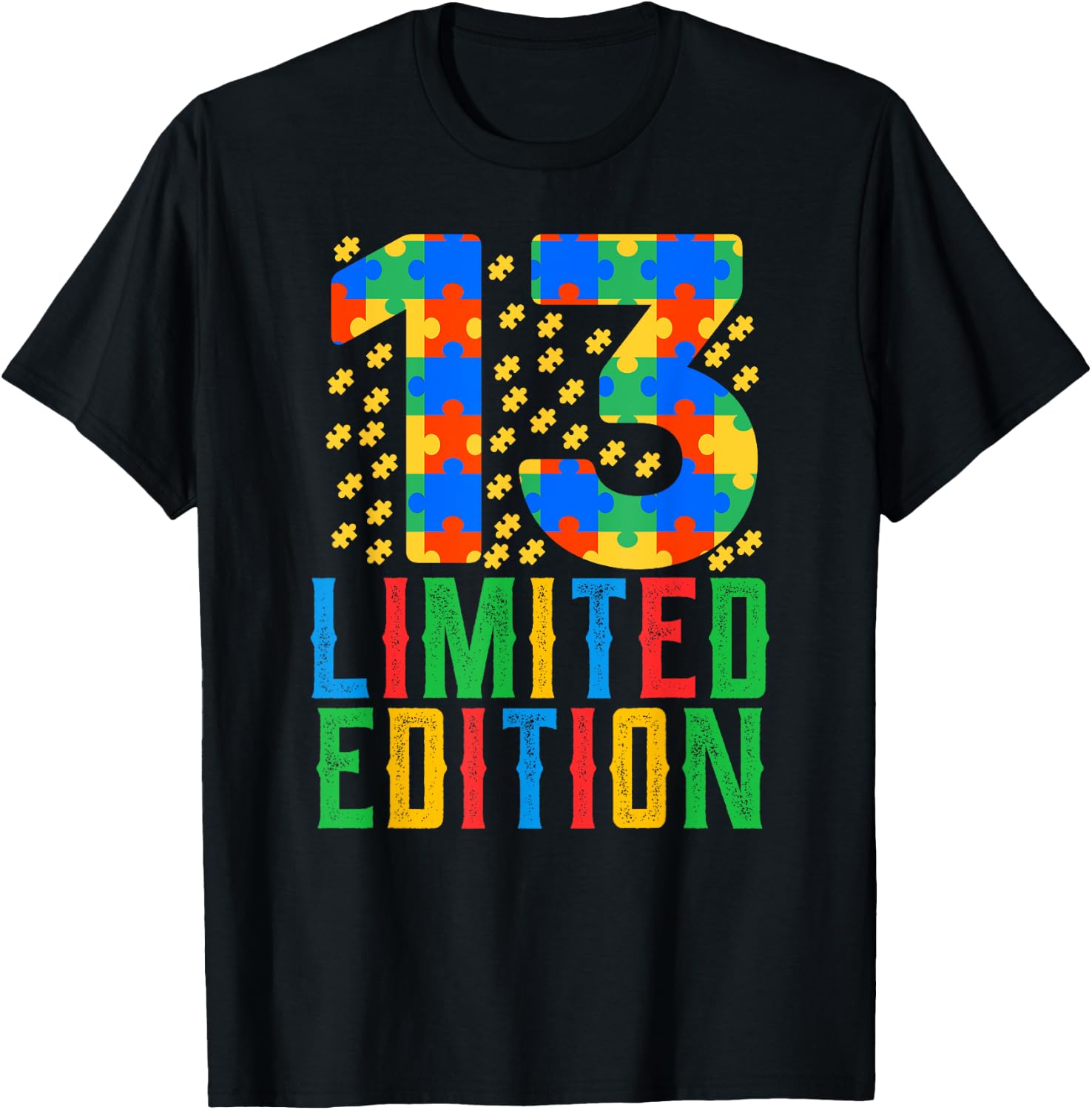 Birthday Boy Girl 13 Year Old Autism Awareness Teenage Gift T-Shirt - T-Shirt | Black