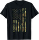 Camo US Flag Fishing Rod Pole Vintage Patriotic Fisherman T-Shirt - T-Shirt | Black