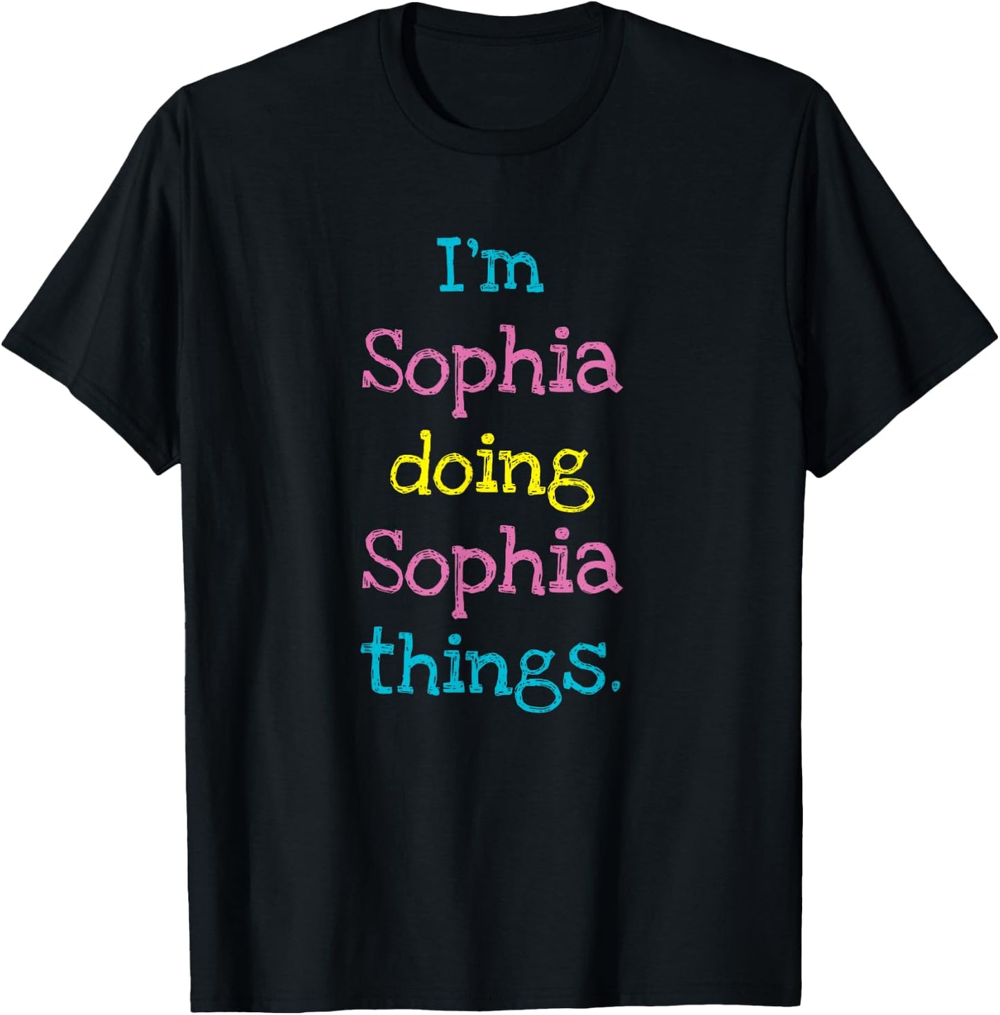 Sophia Cute Personalized Text Kid's Top for Girls T-Shirt - T-Shirt | Black
