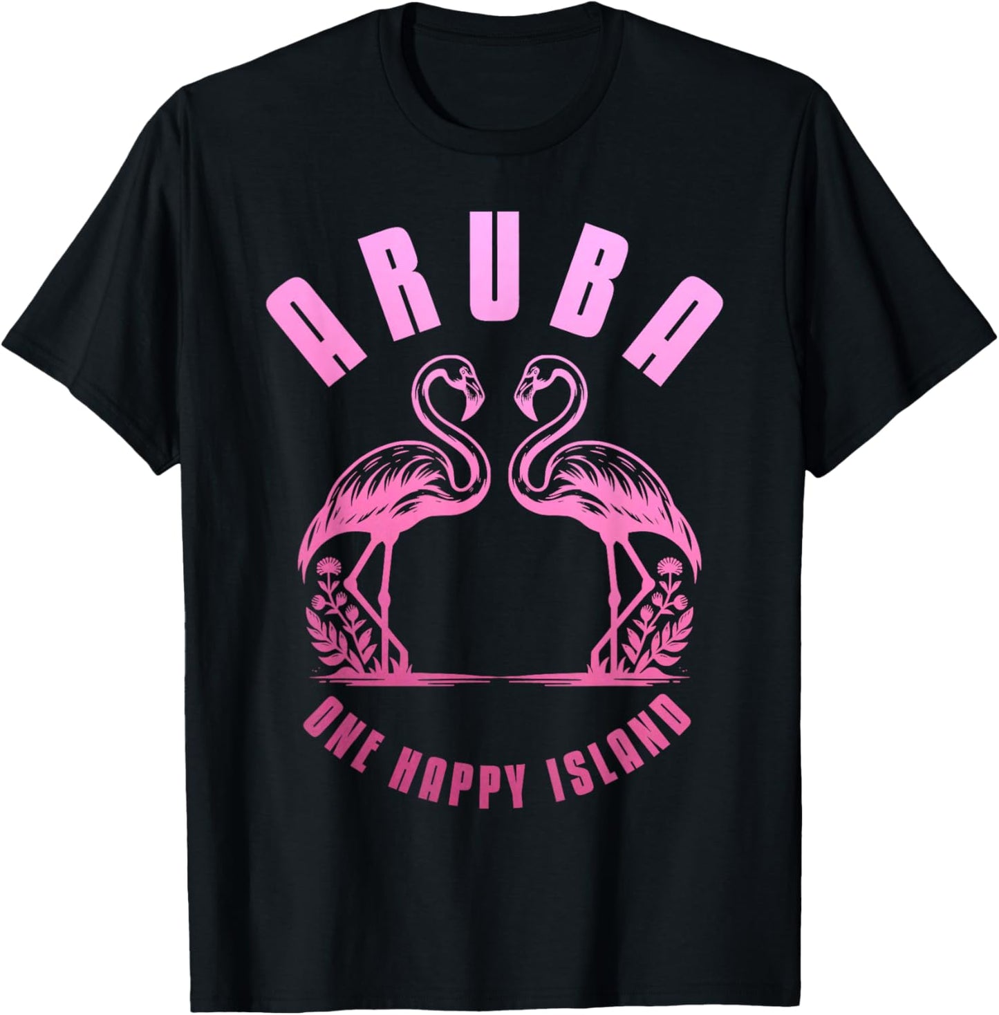 Aruba Flamingo Happy Island Craibbean Souvenir Pride Vintage T-Shirt - T-Shirt | Black