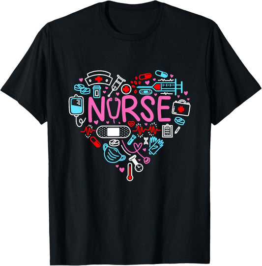 Nurse Love Nursing Student RN Life Thank You Gifts T-Shirt - T-Shirt | Black