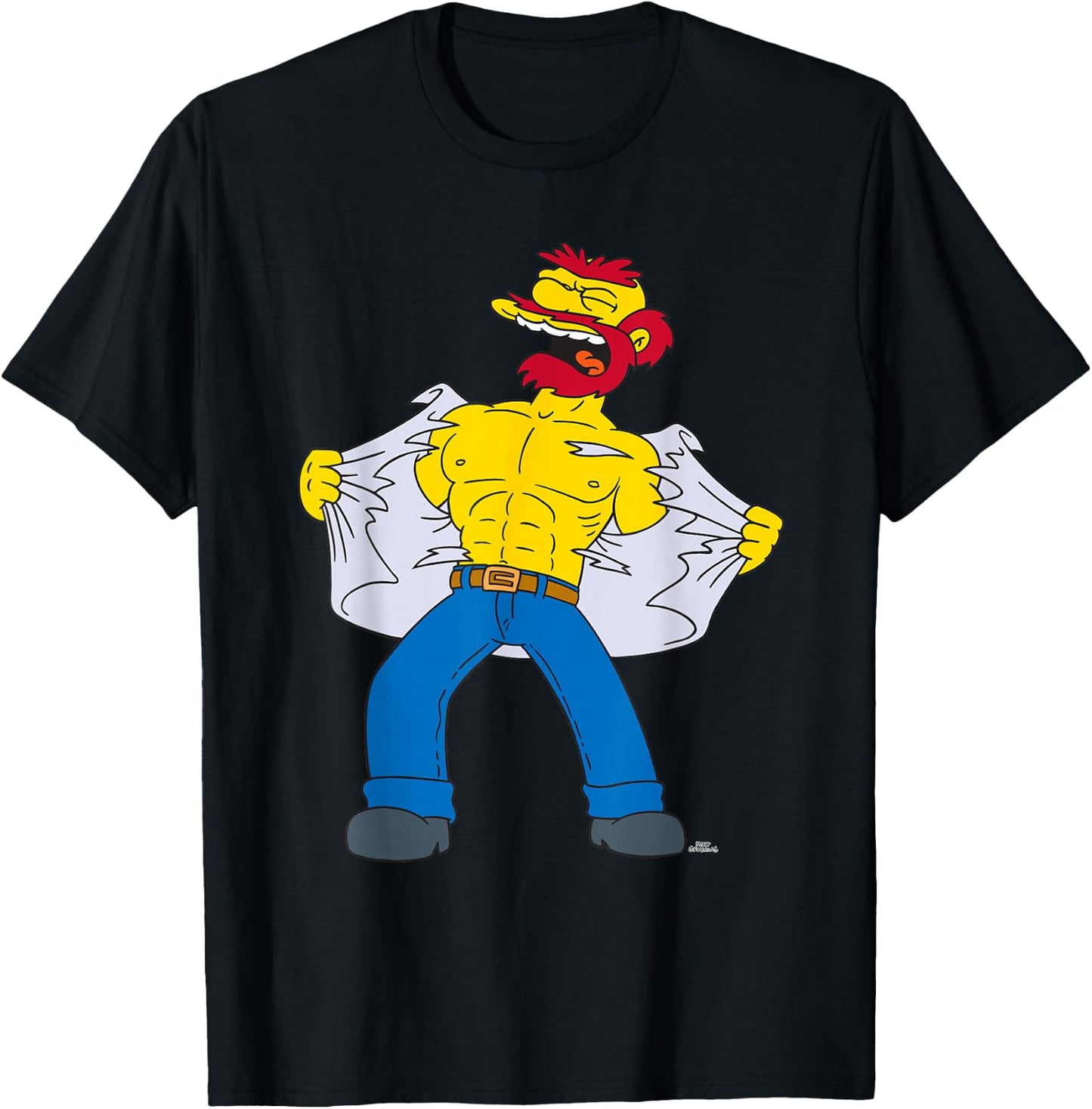 The Simpsons Groundskeeper Willie Tears Off Shirt T-Shirt - T-Shirt | Black