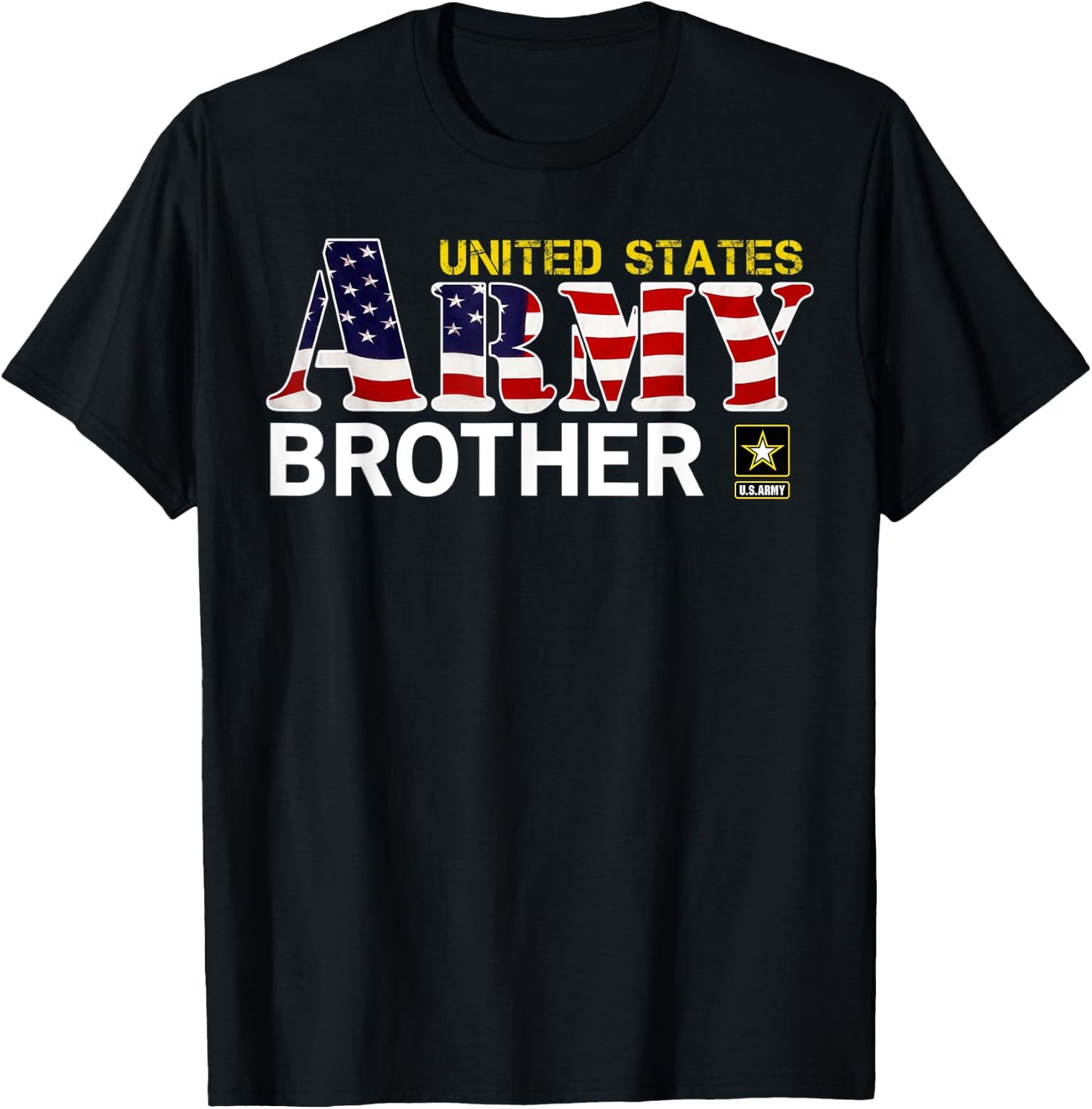 United States Army Brother With American Flag Gift Veteran Women Kids Men T-Shirt - T-Shirt | Black