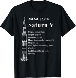 Saturn V Blueprint Style - NASA History - Apollo Program T-Shirt - T-Shirt | Black