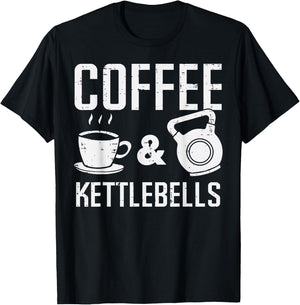 Gym Coffee Kettlebells Workout Exercise Fitness Women Men T-Shirt - T-Shirt | Black