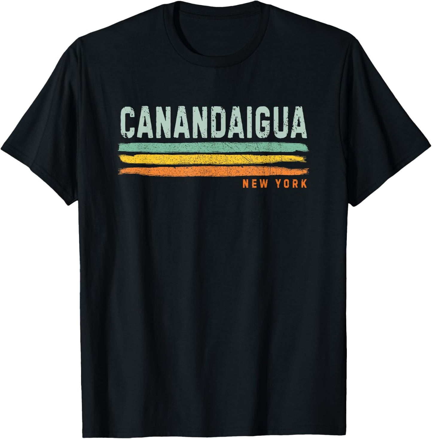 Vintage Stripes Canandaigua NY T-Shirt - T-Shirt | Black