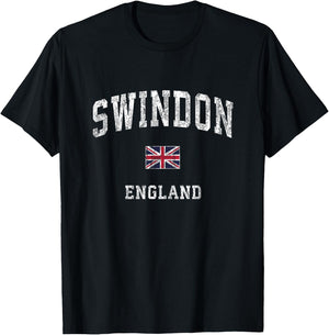 Swindon England Vintage Athletic Sports Design T-Shirt - T-Shirt | Black
