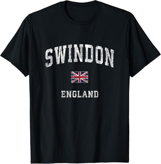 Swindon England Vintage Athletic Sports Design T-Shirt - T-Shirt | Black