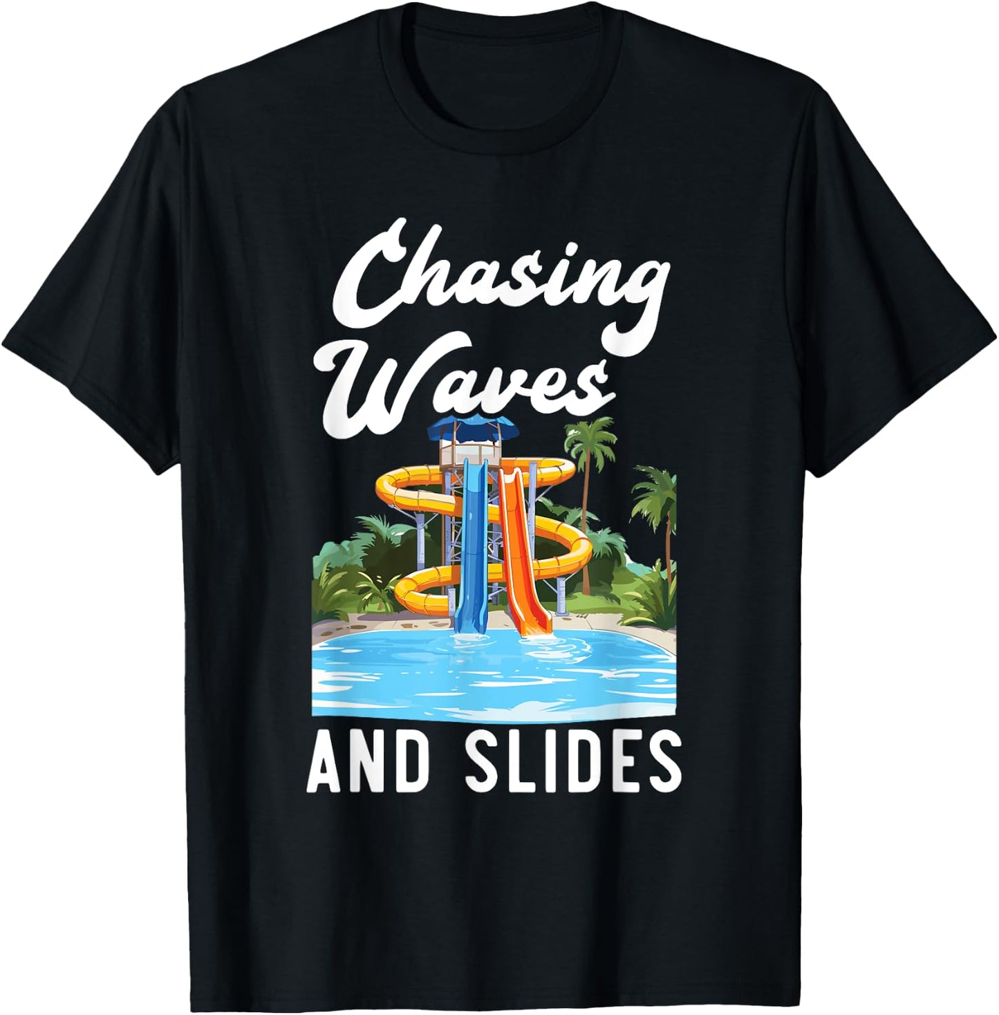 Water Slide Aquatic Park Swimming Pool Splash Summer Women Kids T-Shirt - T-Shirt | Black