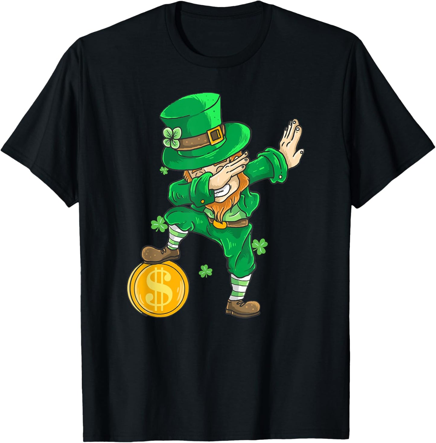 St Patricks Day Dabbing Leprechaun Kids Dab T-Shirt - T-Shirt | Black